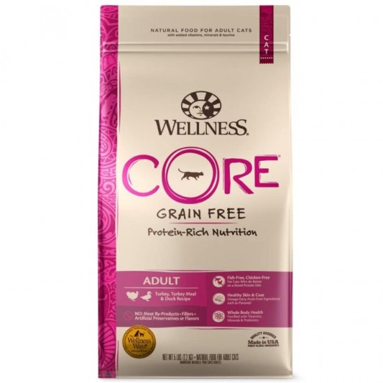 Wellness Core 火雞肉和鴨肉成貓乾糧 5 LB