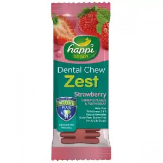 Happi Doggy – Strawberry Dental Chew Zest 士多啤梨潔齒骨 4吋